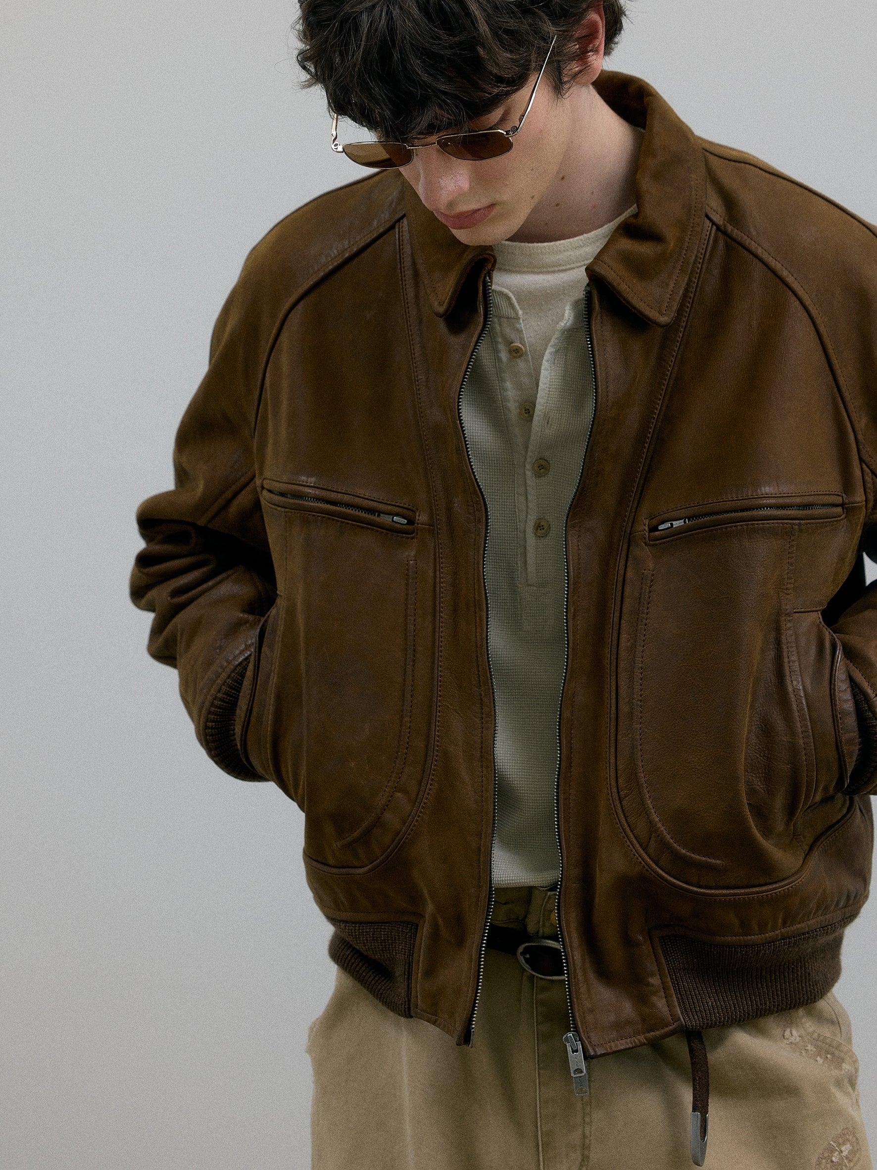 011 - Moccasin Memory Faded A-2 Leather Jacket