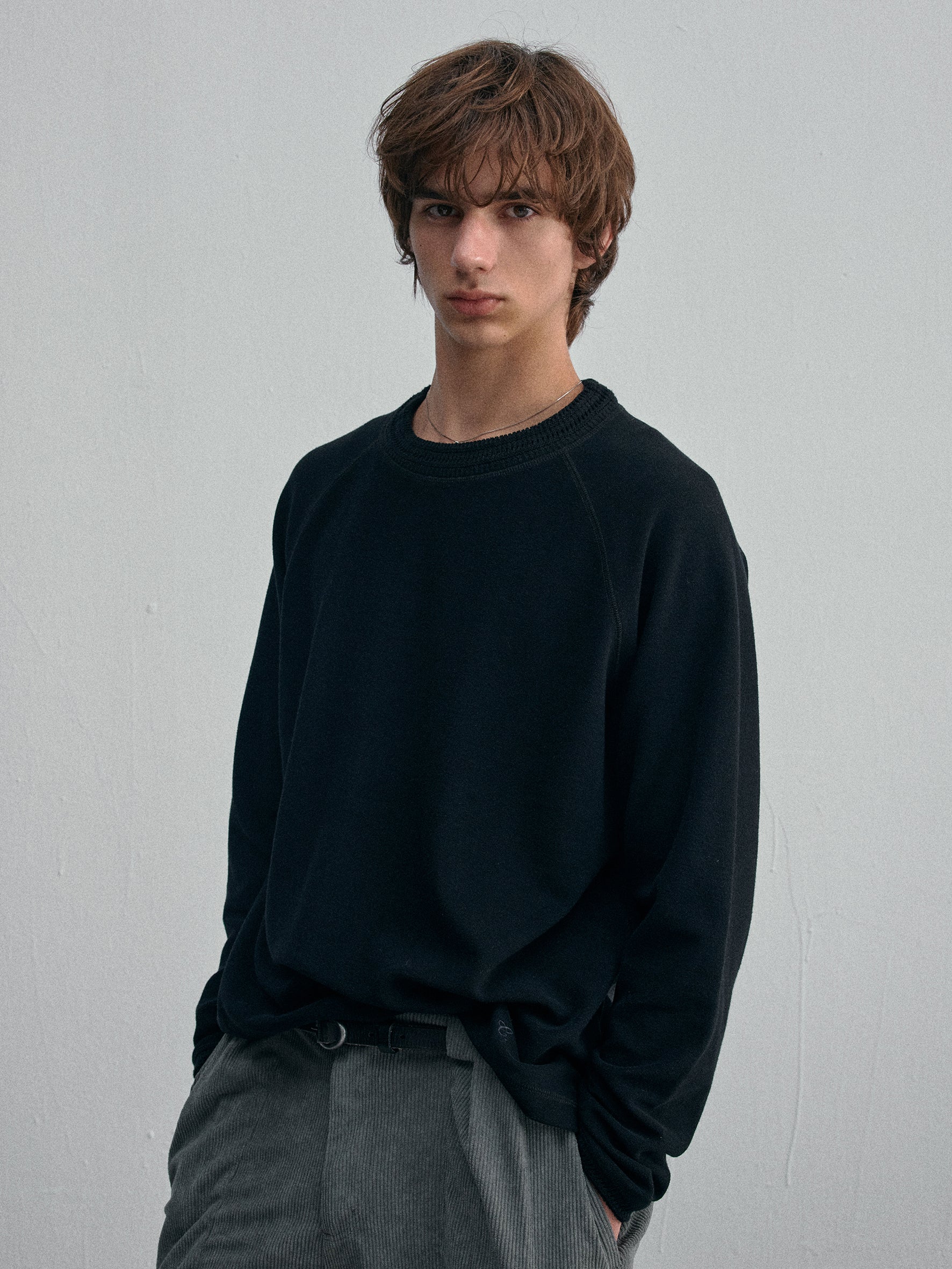 012 - Quiet Wardrobe Soft Knit-Collar Sweatshirt