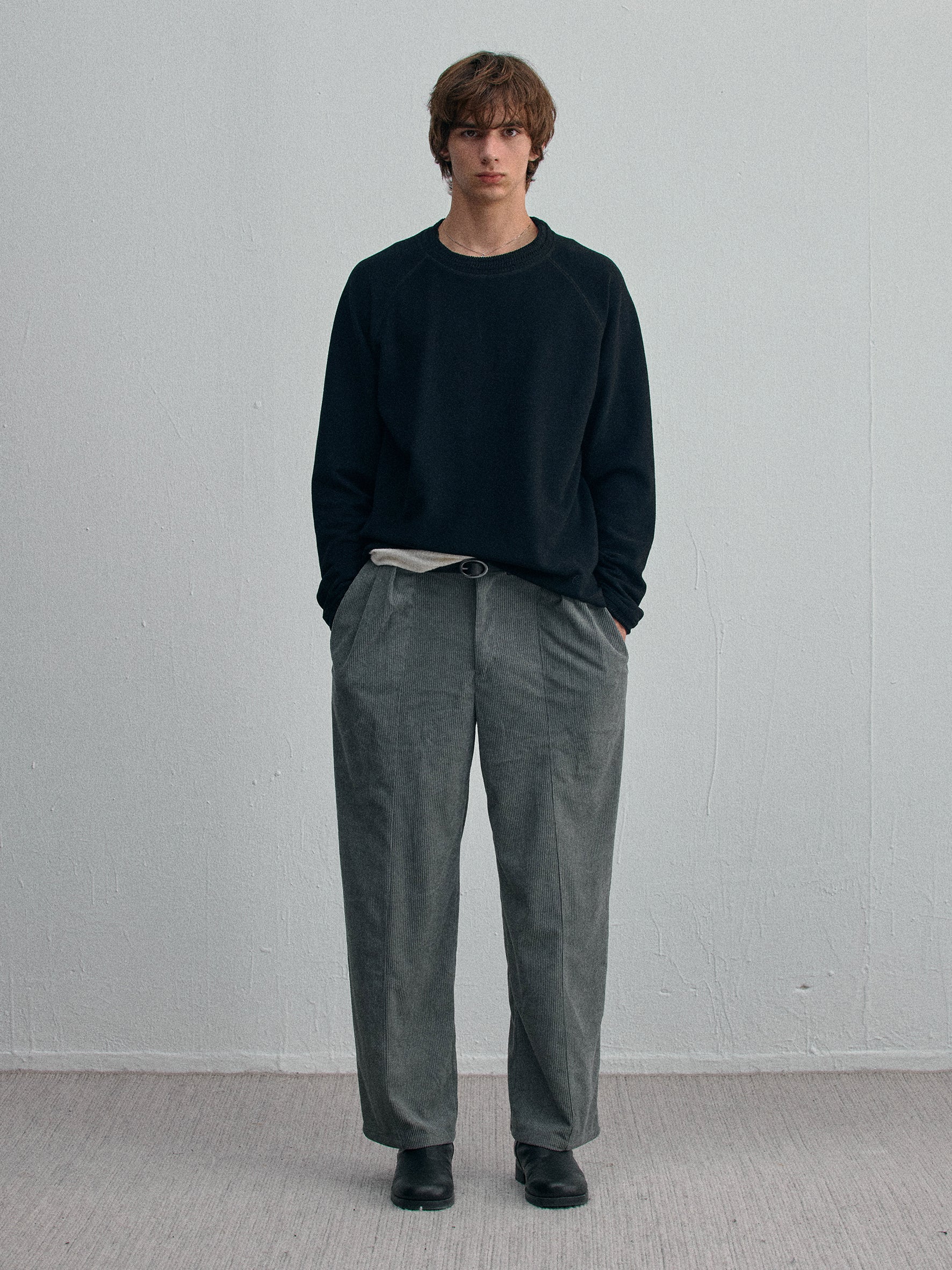 012 - Quiet Wardrobe Soft Knit-Collar Sweatshirt