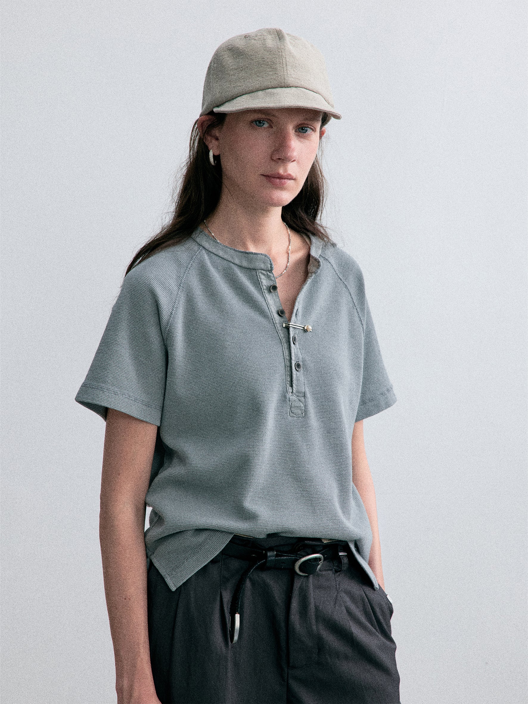 012 - Moccasin Memory Textured Short-Sleeve Henley